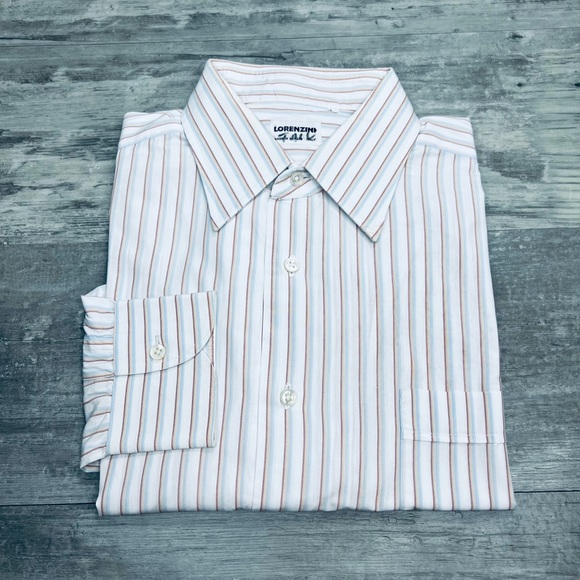 Lorenzini Other - Lorenzini White w/ Red, Gold & Blue Stripe Shirt 16.5 34/35